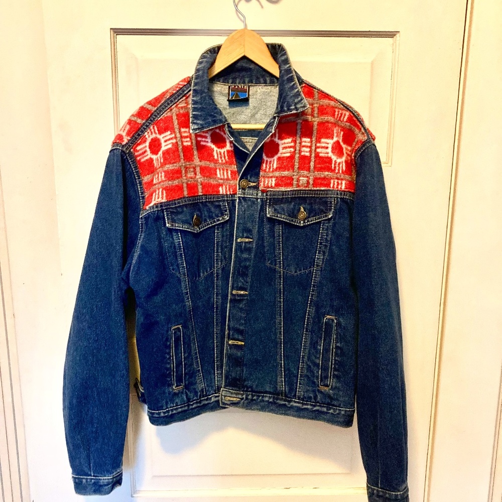 Southwestern denim trucker jacket XL